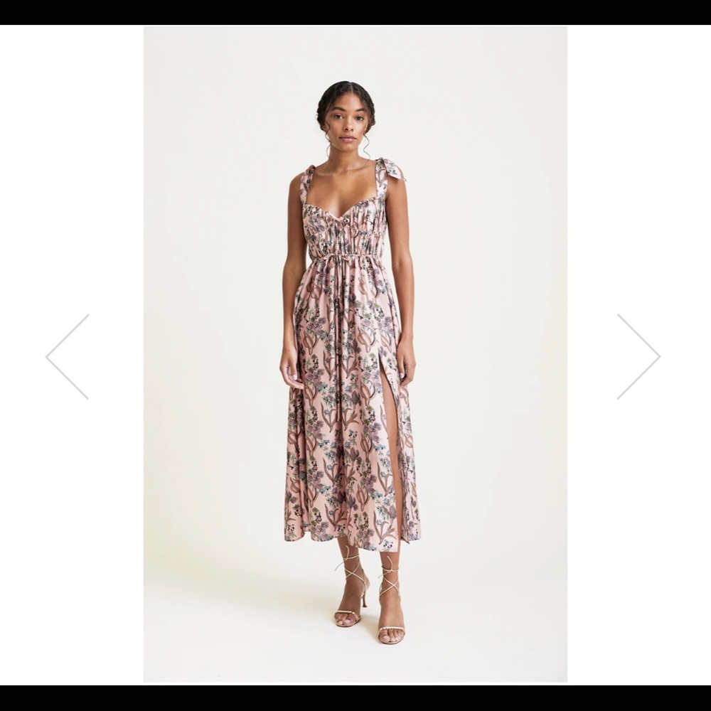 Elliette Sybil midi dress in melon, size small. NWOT
